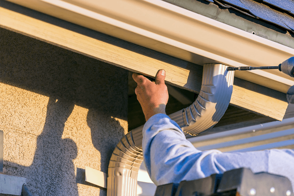 Beautiful gutter installation on a modern home